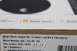 August AUG-SL05-KY1-G05 Home Wi-Fi Smart Lock + Smart Keypad, Matte Black NEW