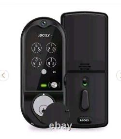 BLACK LOCKLY VISION SMART LOCK with VIDEO DOORBELL FINGERPRINT 2-WAY AUDIO VOICE