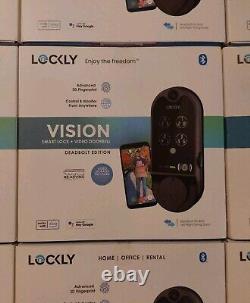 BLACK LOCKLY VISION SMART LOCK with VIDEO DOORBELL FINGERPRINT 2-WAY AUDIO VOICE