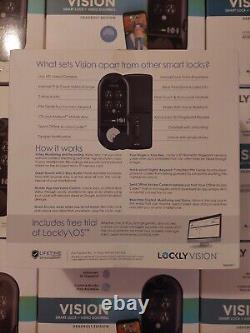 BLACK LOCKLY VISION SMART LOCK with VIDEO DOORBELL FINGERPRINT 2-WAY AUDIO VOICE