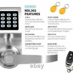 COLOSUS 302 Smart Door Lock Password Keypad Remote Home & Office (Silver)