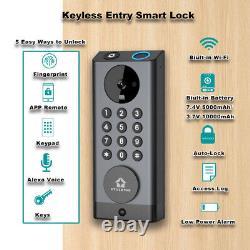 Camera Smart Lock, 3-in-1 Camera+Doorbell+Fingerprint Keyless Entry, Built-in Wi