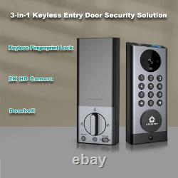 Camera Smart Lock, 3-in-1 Camera+Doorbell+Fingerprint Keyless Entry, Built-in Wi