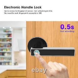 Electronic Metal Fingerprint Smart Handle Door Lock Home Security Keyless USB