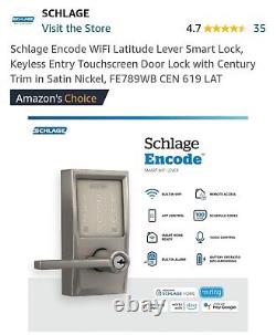 FE789WB CEN 619 LAT Schlage Encode WiFi Latitude Lever Smart Lock, Keyless