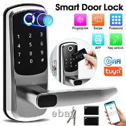 Fingerprint APP Smart Front Door Lock with Handle WiFi Keyless Entry Deadbolt US