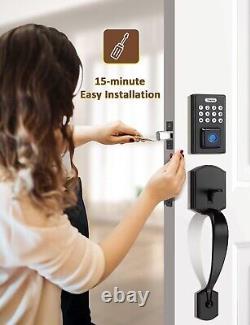 Fingerprint Door Lock Set, Keyless Entry Deadbolt, Front Door Handle Sets Smart