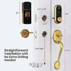 Fingerprint Front Door Lock Handle Set Keyless Entry Digital Smart Deadbolt GOLD