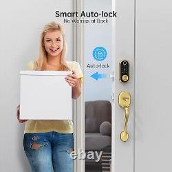 Fingerprint Front Door Lock Handle Set Keyless Entry Digital Smart Deadbolt GOLD