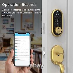 Fingerprint Front Door Lock Handle Set Keyless Entry Digital Smart Deadbolt GOLD