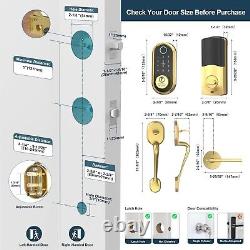 Fingerprint Front Door Lock Handle Set Keyless Entry Digital Smart Deadbolt GOLD