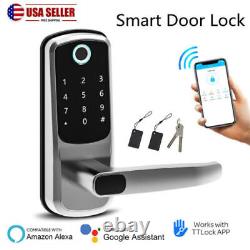 Fingerprint Smart Front Door Lock with Handle Set WiFi APP Keyless Entry Deadbolt