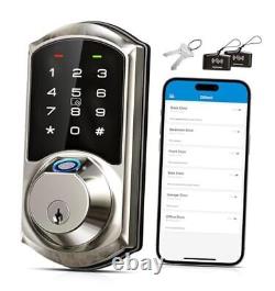 Fingerprint Smart Lock for Front Door, 7-in-1 Keyless Entry Satin Nickel