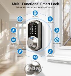 Fingerprint Smart Lock for Front Door, 7-in-1 Keyless Entry Satin Nickel