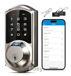 Fingerprint Smart Lock for Front Door, 7-in-1 Keyless Entry Satin Nickel