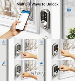 Fingerprint Smart Lock for Front Door, 7-in-1 Keyless Entry Satin Nickel