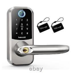 Hornbill Silver Fingerprint Smart Door Lock with Handle Keyless Entry Door Lock