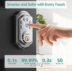 Keyless Entry Door Lock Silver Hornbill Smart Front Door Lock with Fingerprint