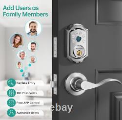 Keyless Entry Door Lock Silver Hornbill Smart Front Door Lock with Fingerprint