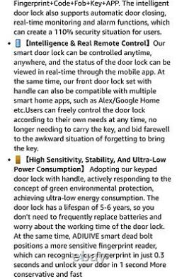 Keyless Entry Smart Front Door Lock Set 5 in 1 Deadbolt And Handle Set Black