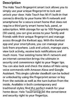 Kwikset Halo Fingerprint Wi-Fi Smart Door Lock Keyless Touch Entry Bronze (YY77)