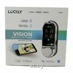 LOCKLY Vision Deadbolt with Video Doorbell Smart Lock Satin Nickel