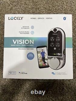 Lockly Vision Satin Nickel Deadbolt WiFi Smart Lock with Video Doorbell, Fingerp