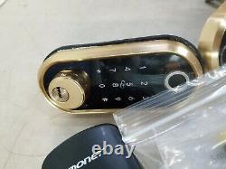 Lot of 2 Smart Lock SMONET Bluetooth Keyless Entry Keypad Smart Deadbolt, Gold