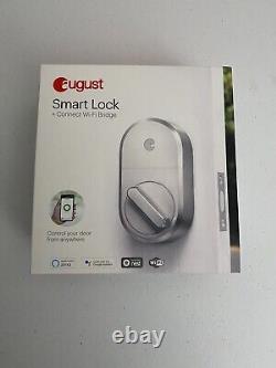NEW August Smart Lock + Connect Wi-Fi Bridge Satin Nickel Auto-Unlock Auto-Lock