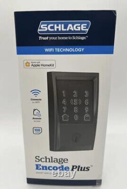 NEW! Schlage Encode Plus Century Matte Black WiFi Smart Lock with Apple Home Key