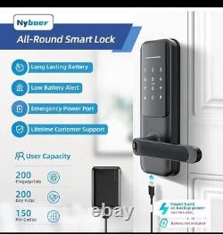 Nyboer Keyless Fingerprint Smart Door Lock and Handle Keypad Entry, Electronic