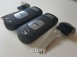 Original Lot Of 2 Mazda 12-18 Oem Smart Key Less Entry Remote Uncut Insert Blank