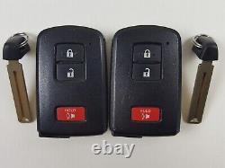 Original Lot Of 2 Toyota 12-21 Oem Smart Key Less Entry Remote Fob Uncut Insert