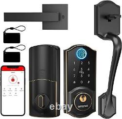 SMONET Smart Front Door Lock Handle Set Fingerprint Keyless Digital Deadbolt APP