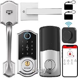 SMONET Smart Front Door Lock Handle Set WiFi Fingerprint Keyless Keypad Deadbolt