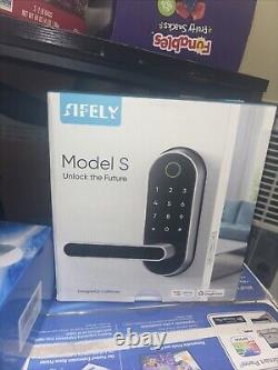 Sifely Digital Keyless-Entry Fingerprint Smart Door Lock Biometric Handle Black