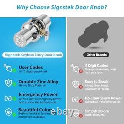 Signstek Keyless Entry Door Lock, Door Knob with Keypad, Smart Code Door Lock, Mute