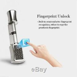Smart Cylinder Lock Electronic Door Voice Fingerprint Password Key for EU Style