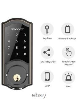 Smart Deadbolt, SMONET Bluetooth Door Lock Keyless, Touchscreen Keypad, Auto Loc