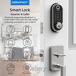 Smart Deadbolt, SMONET Fingerprint Electronic Deadbolt Door Lock with Keyless
