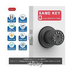 Smart Door Knob with Keypad and Key, Keyless Entry Door Lock with Rubber Grip