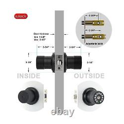 Smart Door Knob with Keypad and Key, Keyless Entry Door Lock with Rubber Grip