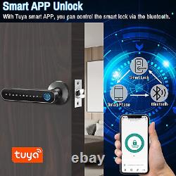 Smart Door Lock, Keyless Entry Door Lock with Handle, Fingerprint Door Lock with T