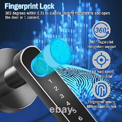 Smart Door Lock, Keyless Entry Door Lock with Handle, Fingerprint Door Lock with T