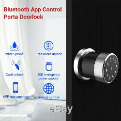 Smart Keyless Door Lock IC card Phone App Remote Unlock USB Charging Entry Lock