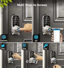 Smart Lock, Keyless Entry Door Lock with Handle, Fingerprint Door Lock, 7-in