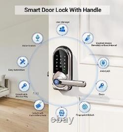 Smart Lock, Keyless Entry Door Lock with Handle, Fingerprint Door Lock, 7-in