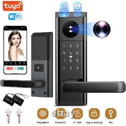 Smart Lock with Camera Keyless Entry Door Lock with Handle Fingerprint, Built-in WiFi