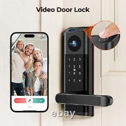 Smart Lock with Camera Keyless Entry Door Lock with Handle Fingerprint, Built-in WiFi