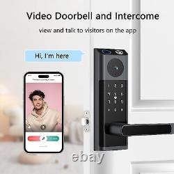 Smart Lock with Camera Keyless Entry Door Lock with Handle Fingerprint, Built-in WiFi